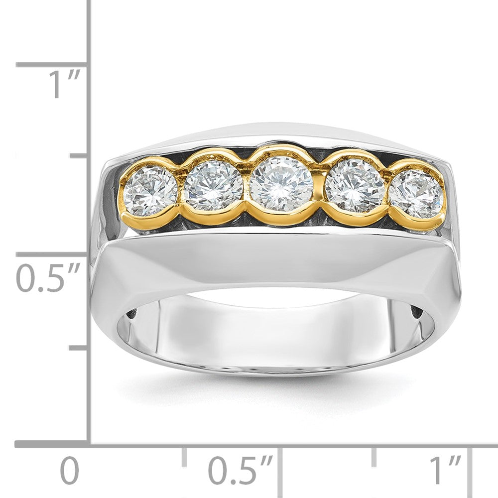 14ktt IBGoodman Men's Polished Graduated 5-Stone Diamond Ring