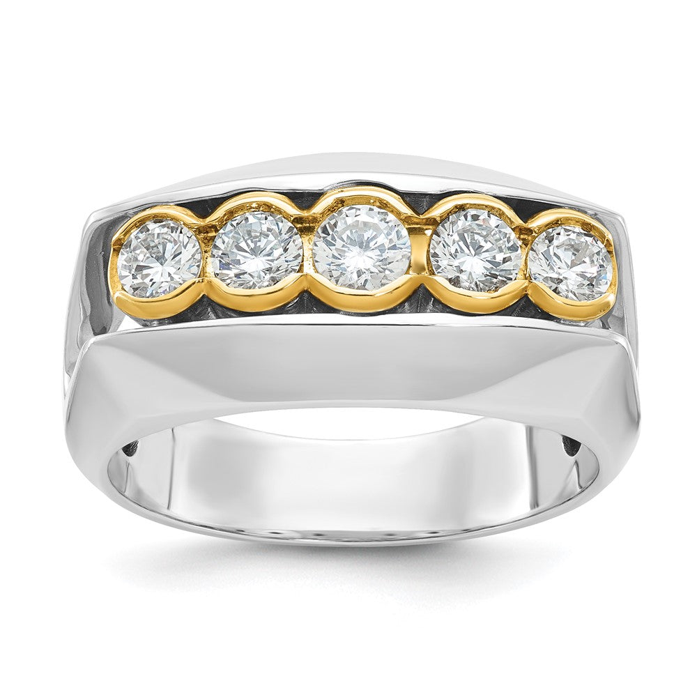 14ktt IBGoodman Men's Polished Graduated 5-Stone Diamond Ring
