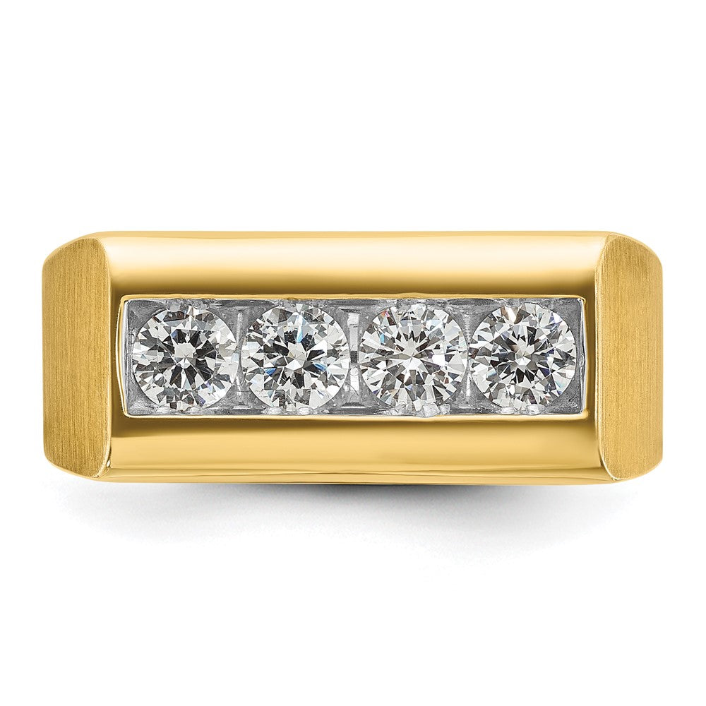 14k IBGoodman Men's Polished and Satin 4-Stone Diamond Ring