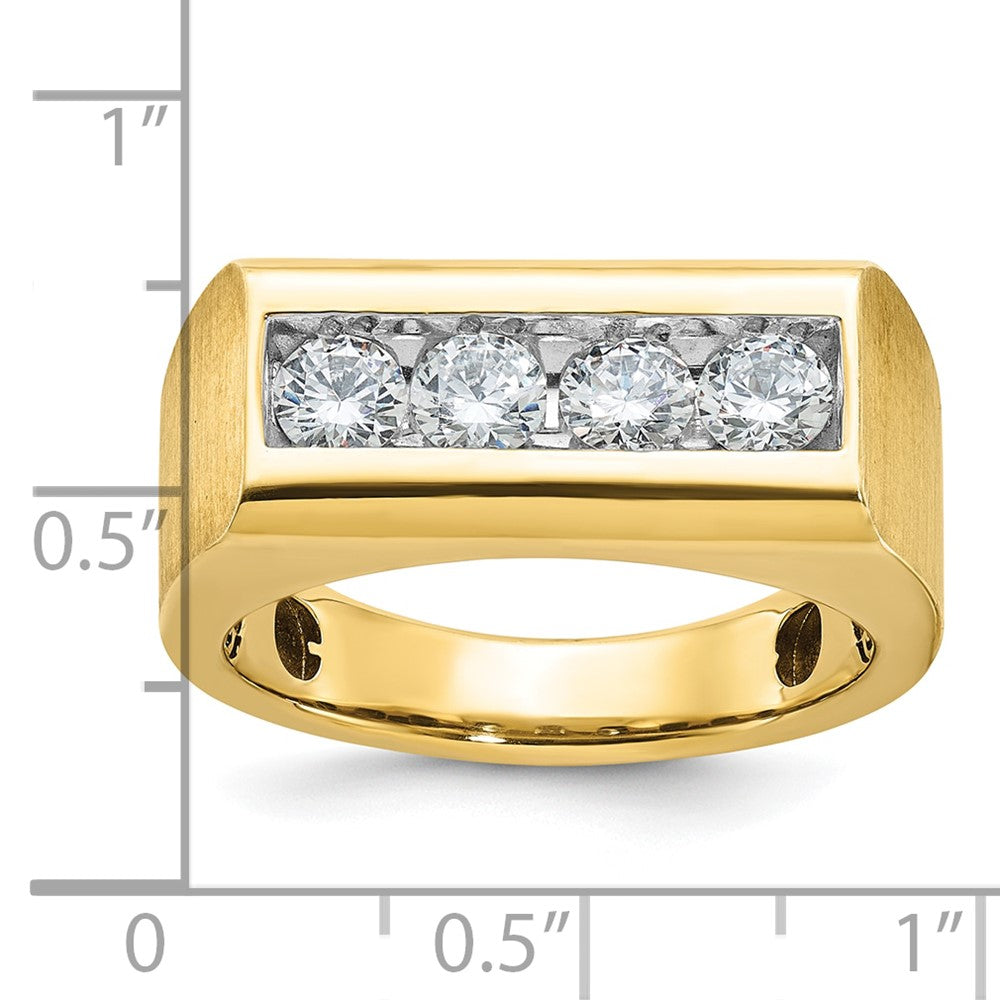 14k IBGoodman Men's Polished and Satin 4-Stone Ring Mounting