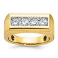 14k IBGoodman Men's Polished and Satin 4-Stone Diamond Ring