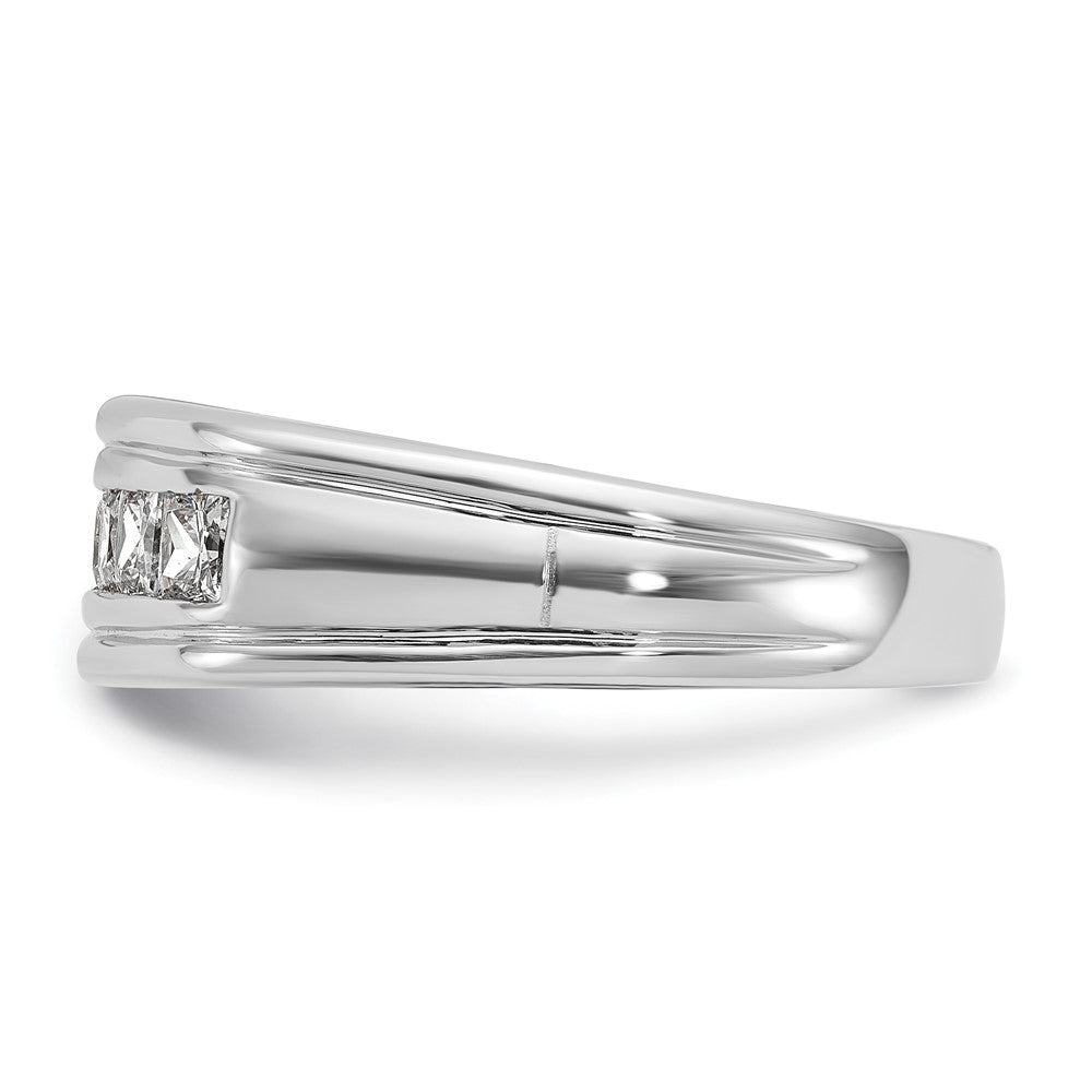 14k White Gold IBGoodman Men's Polished & Grooved Ring Mounting