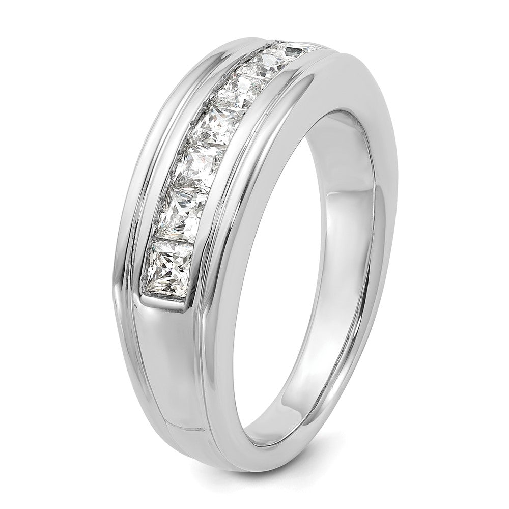 14kw IBGoodman Men's Polished & Grooved Square Diamond Ring