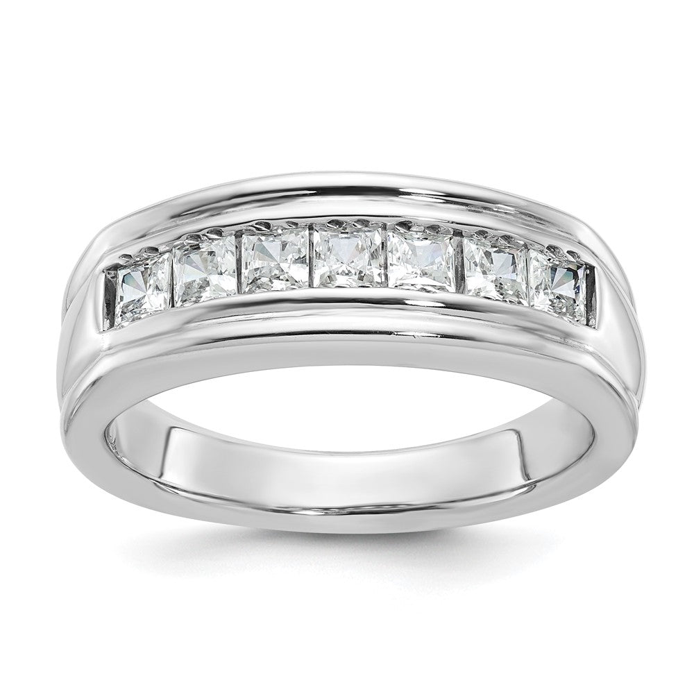 14k White Gold IBGoodman Men's Polished & Grooved Ring Mounting