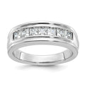 14kw IBGoodman Men's Polished & Grooved Square Diamond Ring