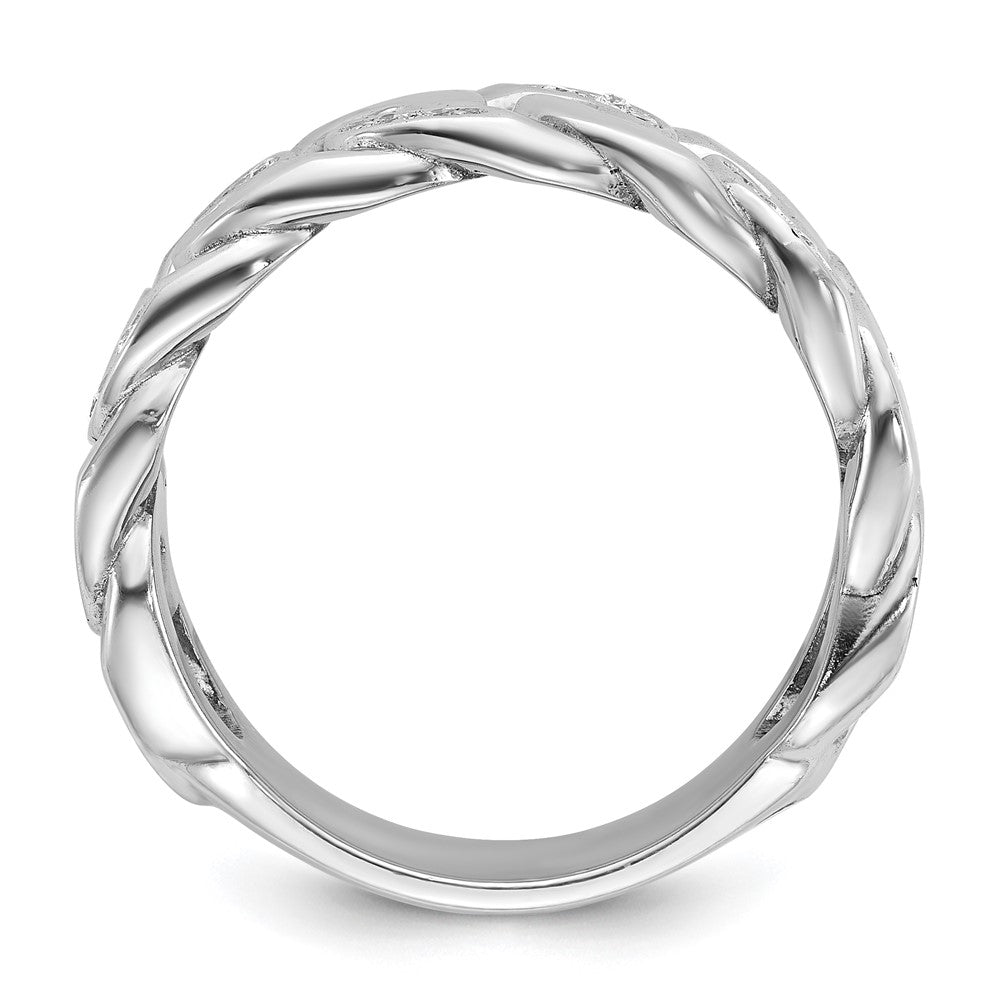 14k White Gold IBGoodman Men's Cuban Link Design Diamond Complete Ring