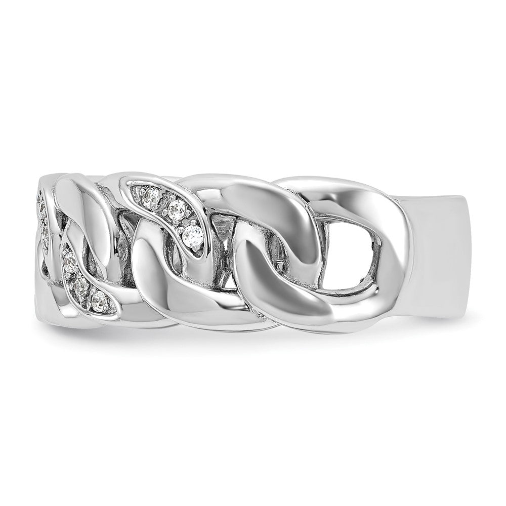 14k White Gold IBGoodman Men's Cuban Link Design Diamond Complete Ring