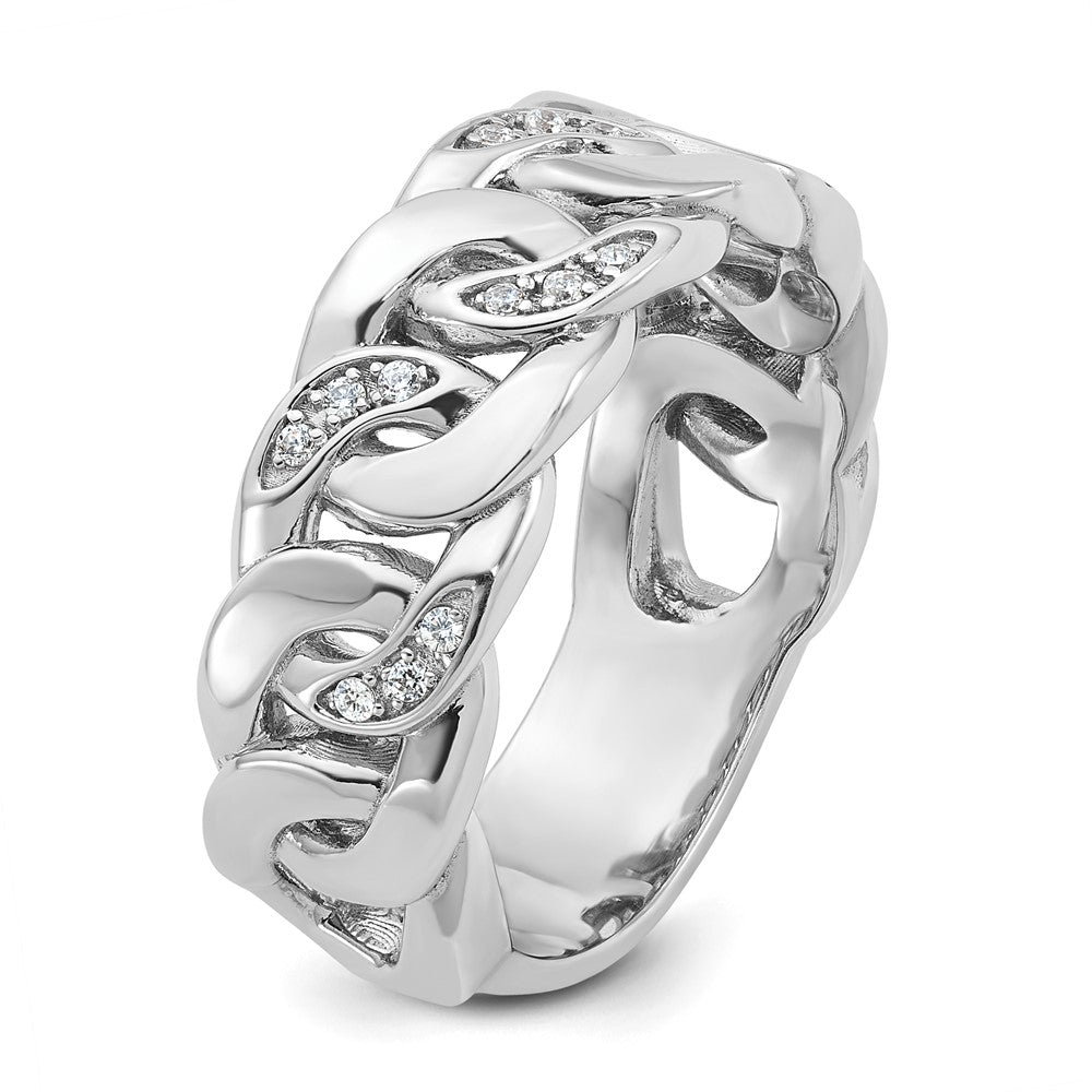 14k White Gold IBGoodman Men's Cuban Link Design Diamond Ring Mounting