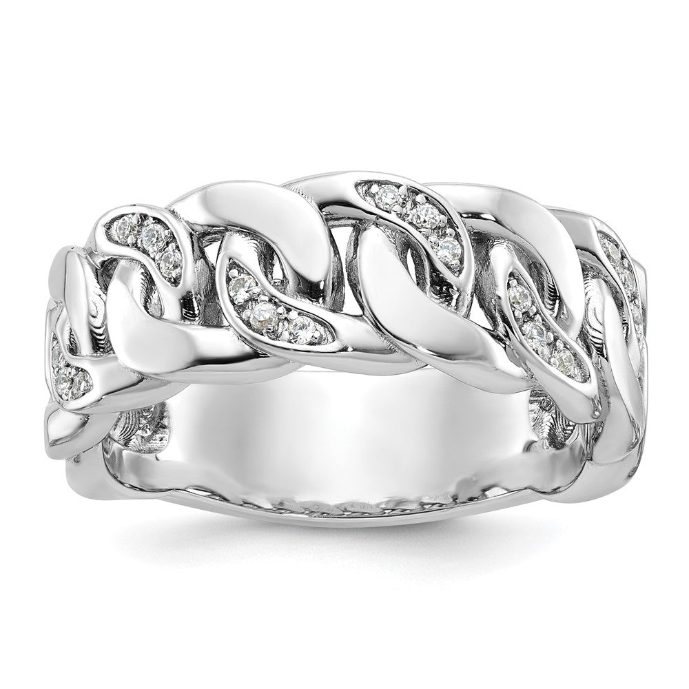 14k White Gold IBGoodman Men's Cuban Link Design Diamond Ring Mounting