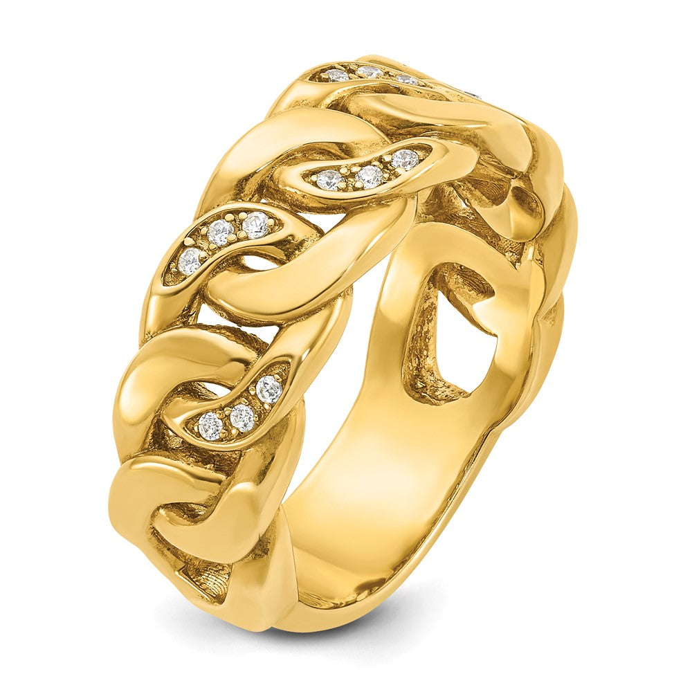 14k IBGoodman Men's Cuban Link Design Diamond Complete Ring