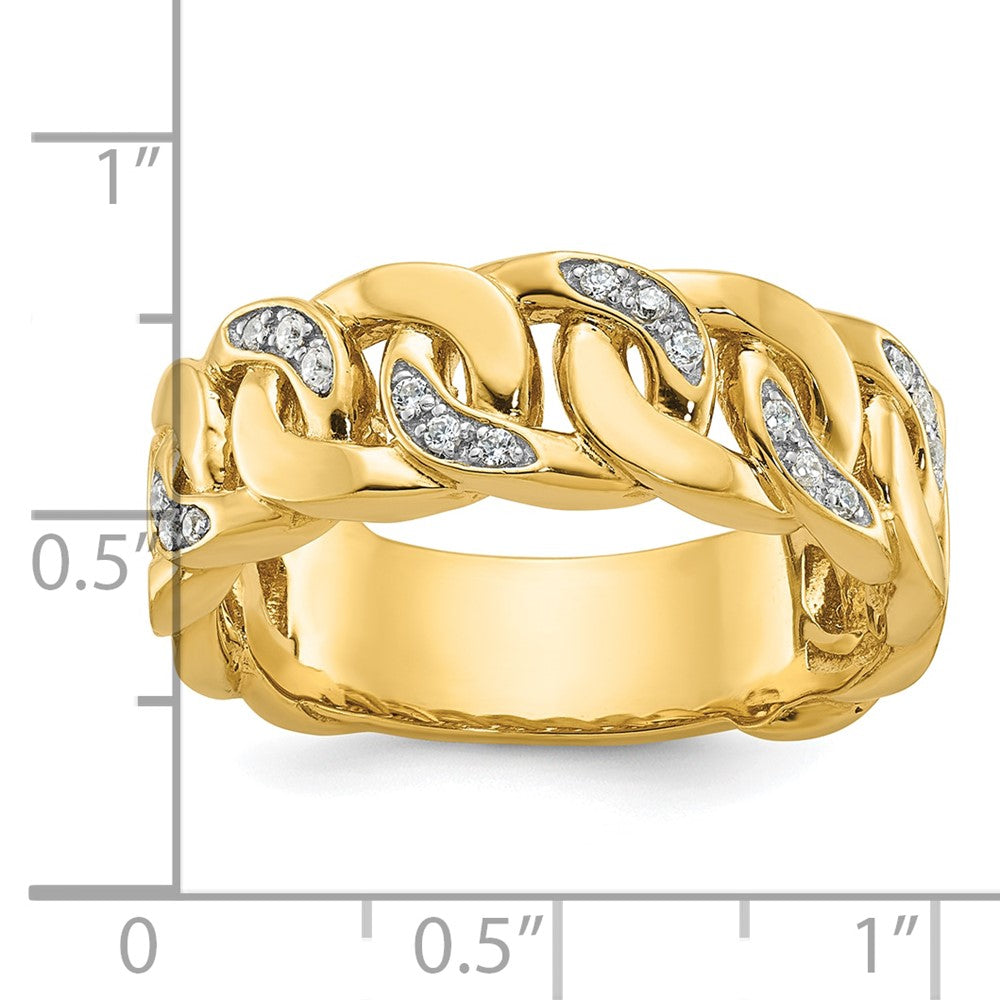14k IBGoodman Men's Cuban Link Design Diamond Complete Ring