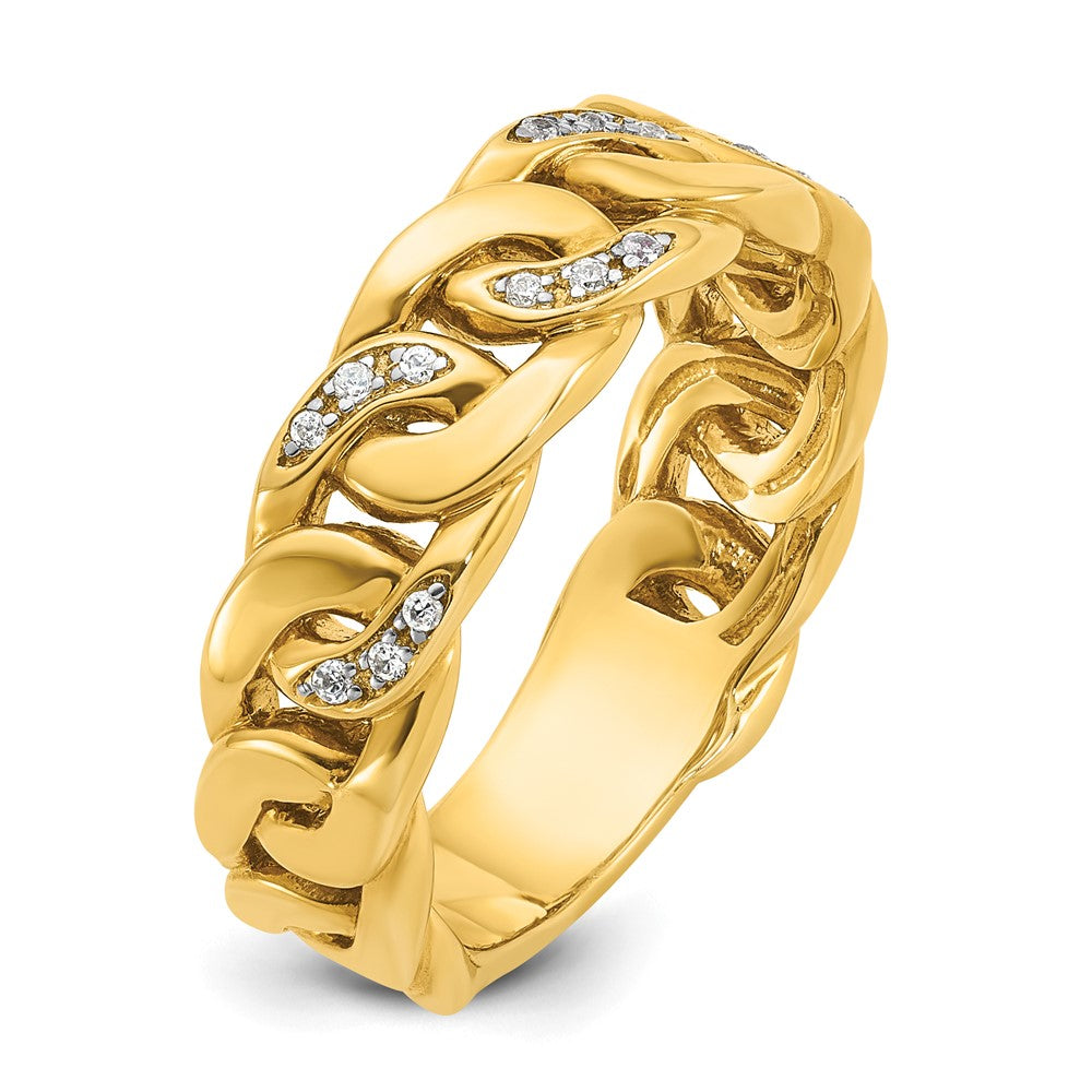 14k IBGoodman Men's Cuban Link Design Diamond Complete Ring