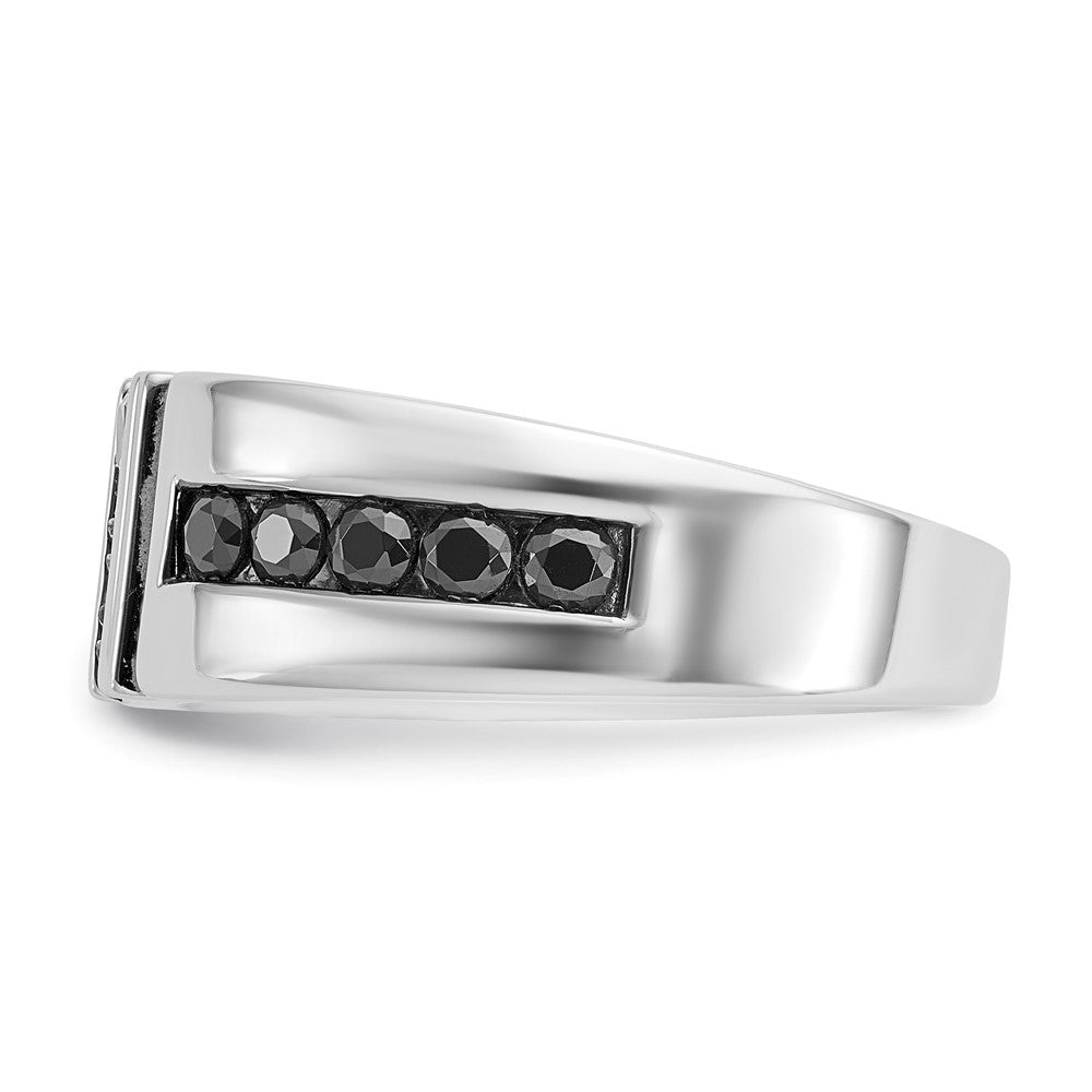 14k White Gold IBGoodman Men's Polished and Grooved Ring Mounting