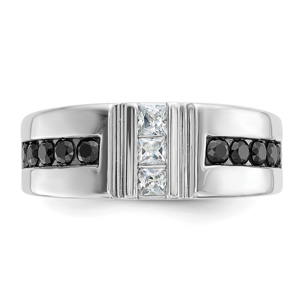 14k White Gold IBGoodman Men's Black and White Diamond Ring