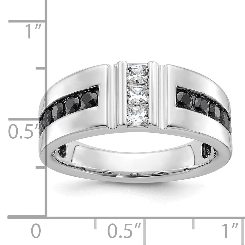 14k White Gold IBGoodman Men's Polished and Grooved Ring Mounting
