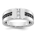 14k White Gold IBGoodman Men's Black and White Diamond Ring