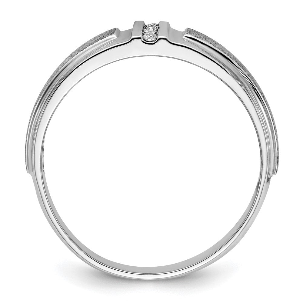 14kw IBGoodman Men's Polished & Satin 3-Stone AA Diamond Ring
