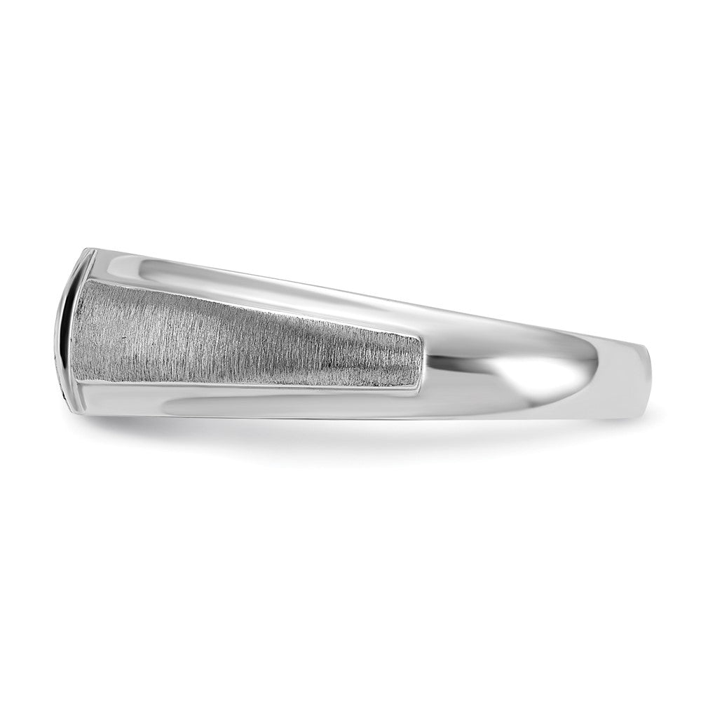 14kw IBGoodman Men's Polished & Satin 3-Stone AA Diamond Ring