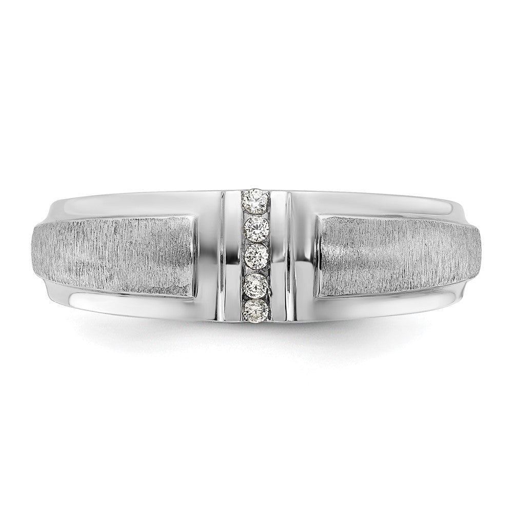 14k White Gold IBGoodman Men's Polished & Satin 3-Stone Ring Mtg