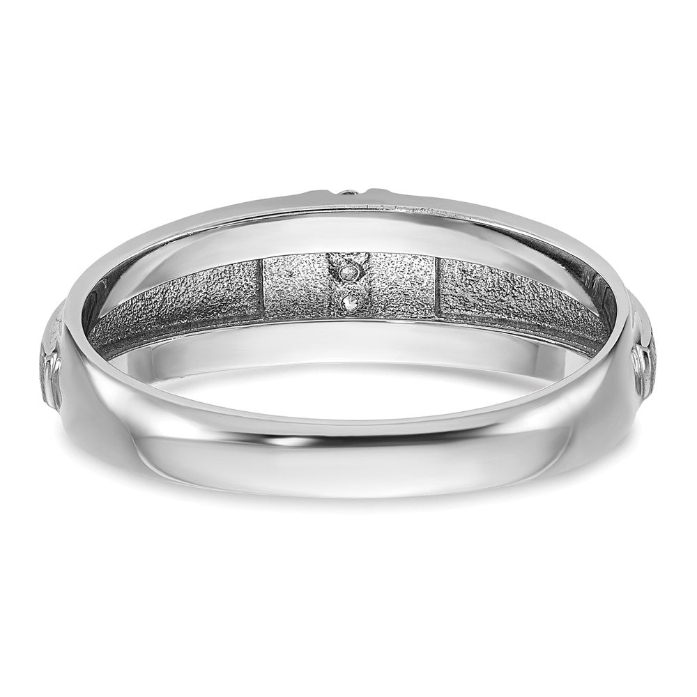 14k White Gold IBGoodman Men's Polished & Satin 3-Stone Ring Mtg