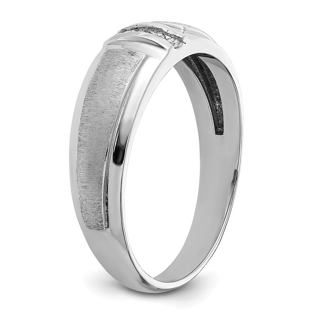 14kw IBGoodman Men's Polished & Satin 3-Stone AA Diamond Ring