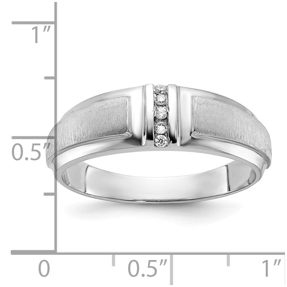 14kw IBGoodman Men's Polished & Satin 3-Stone AA Diamond Ring