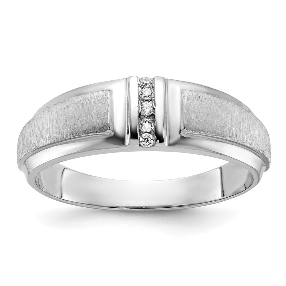 14k White Gold IBGoodman Men's Polished & Satin 3-Stone Ring Mtg