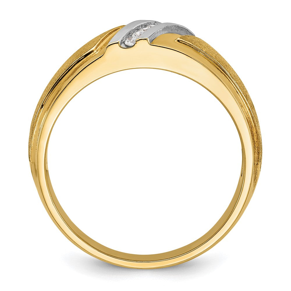 14k w/ White RH IBGoodman Men's Polished & Satin AA Diamond Ring
