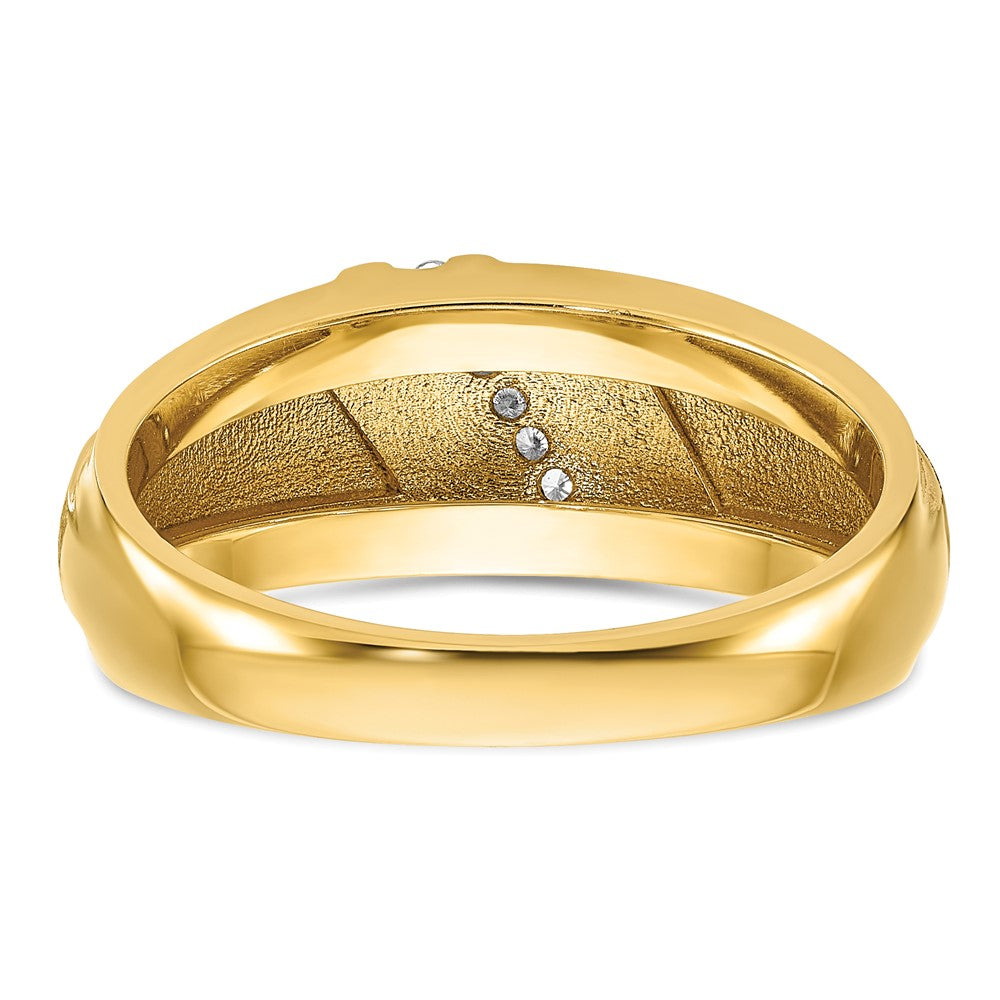 14k w/ White RH IBGoodman Men's Polished & Satin AA Diamond Ring
