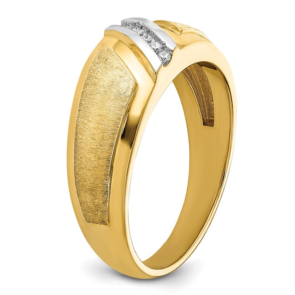 14k w/ White RH IBGoodman Men's Polished & Satin AA Diamond Ring