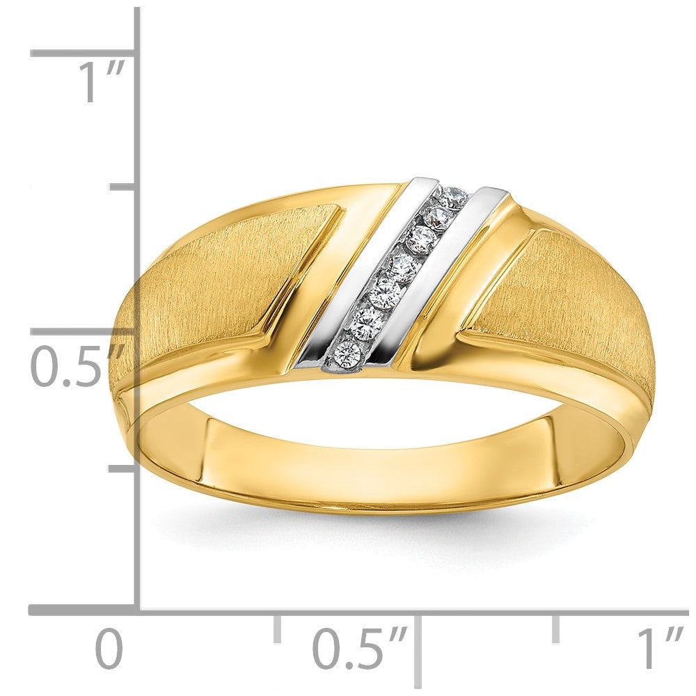 14k w/ White RH IBGoodman Men's Polished & Satin AA Diamond Ring