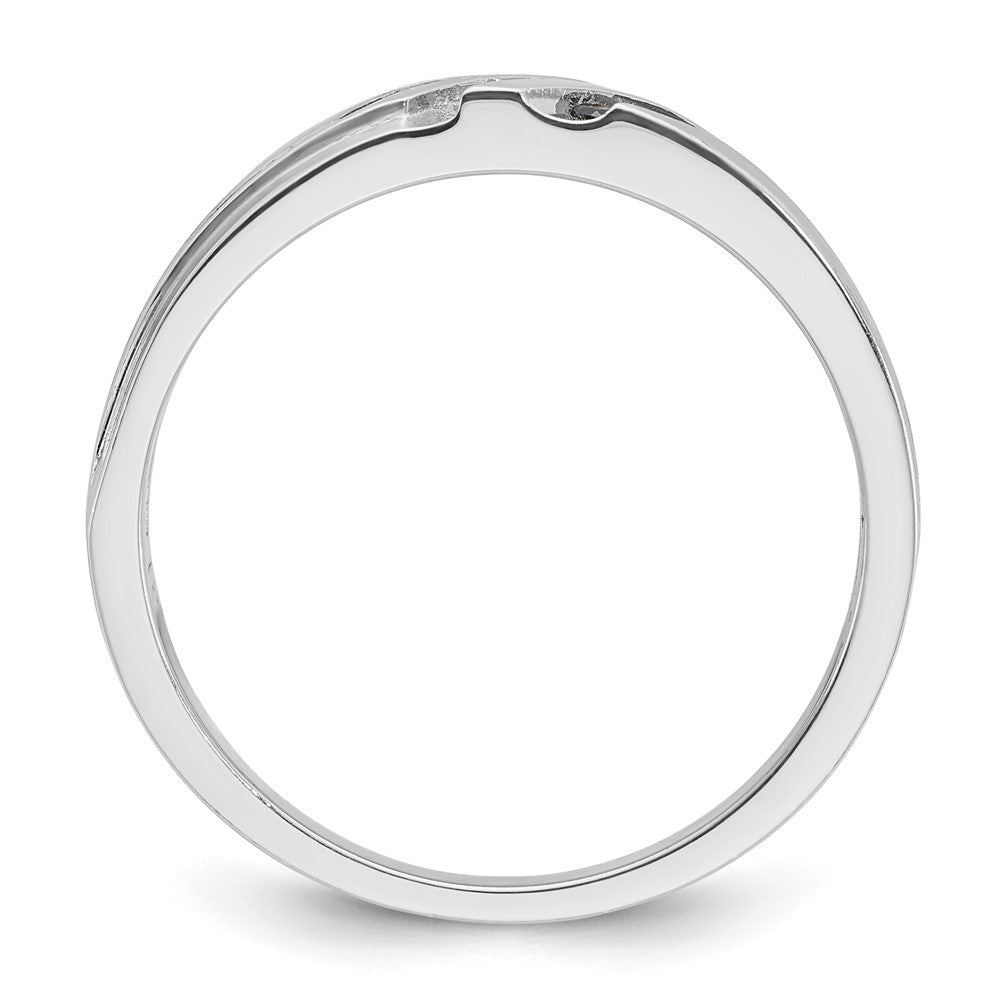 14kw w/ Black RH IBGoodman Men's Satin/Grooved Blk/White Dia Ring