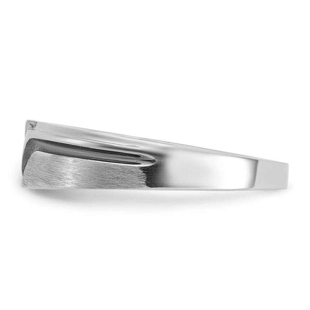 14kw w/ Black RH IBGoodman Men's Satin/Grooved Blk/White Dia Ring