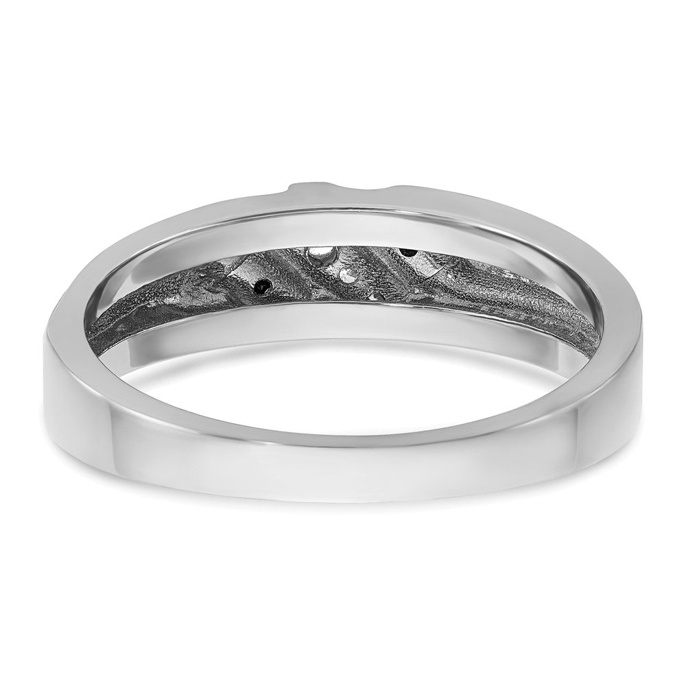14kw w/ Black RH IBGoodman Men's Satin/Grooved Blk/White Dia Ring