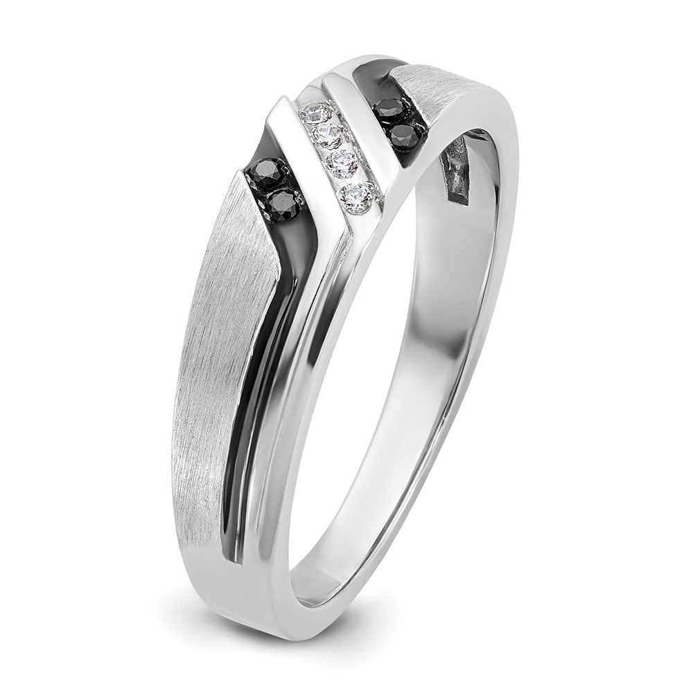 IBGoodman 14k White Gold Polished Satin and Grooved Men's Ring Mounting