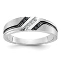 14kw w/ Black RH IBGoodman Men's Satin/Grooved Blk/White Dia Ring