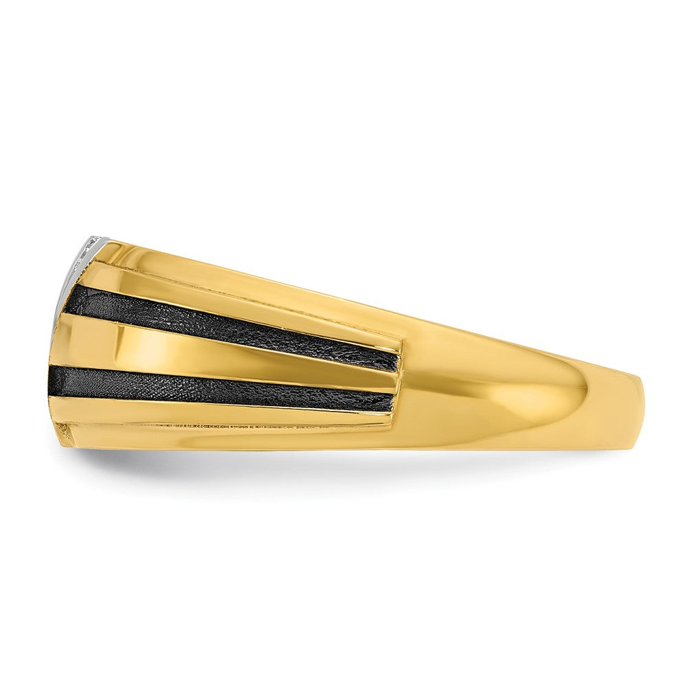 10k w/ White & Black RH IBGoodman Men's Satin Grooved Diamond Ring