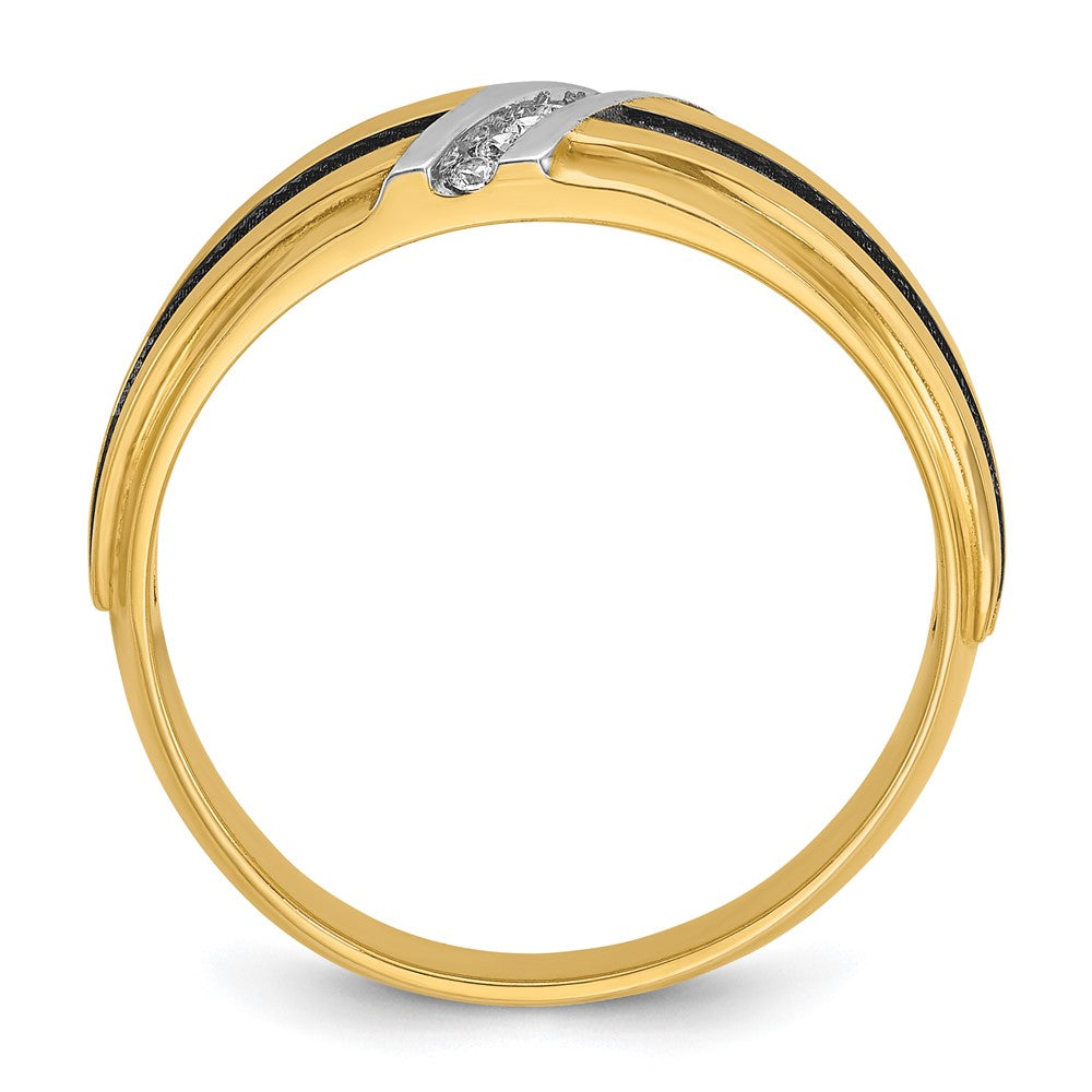 14k IBGoodman Men's Polished Satin and Grooved Ring Mounting