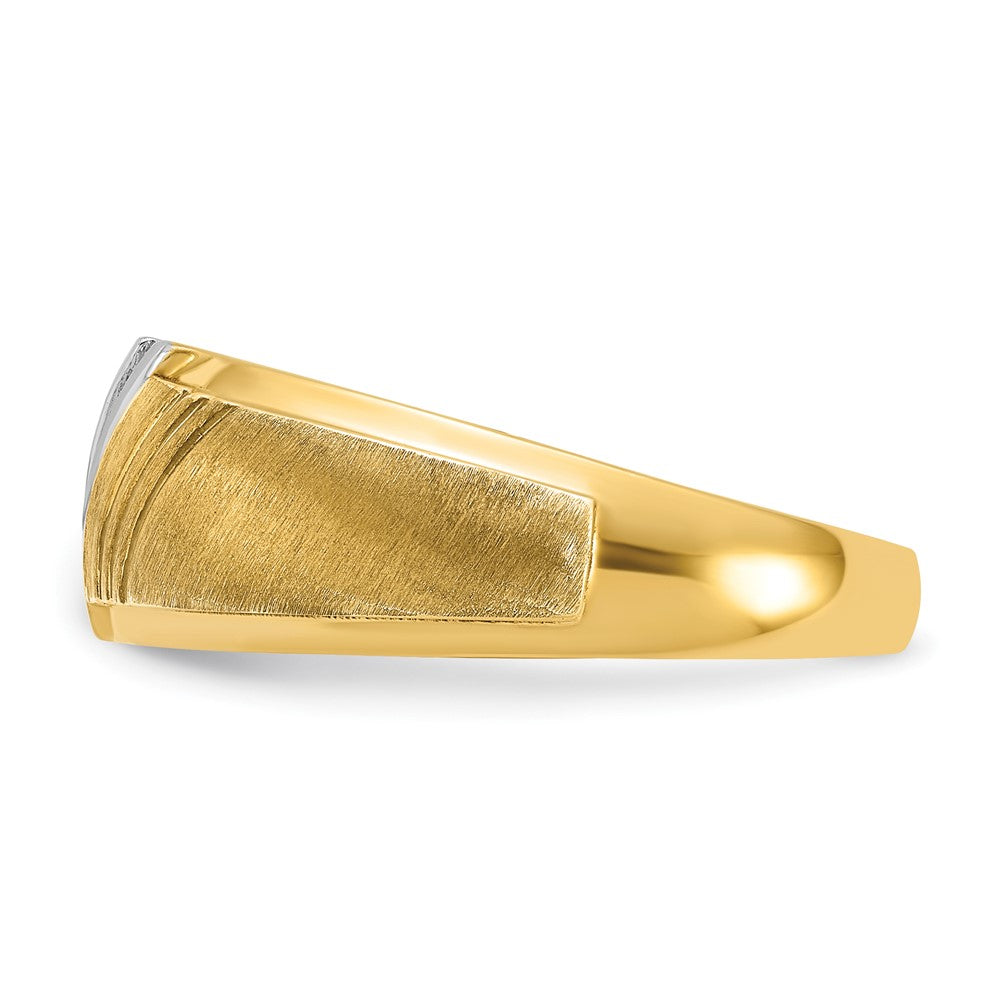 14k w/ White & Black RH IBGoodman Men's Satin/Grooved AA Dia Ring
