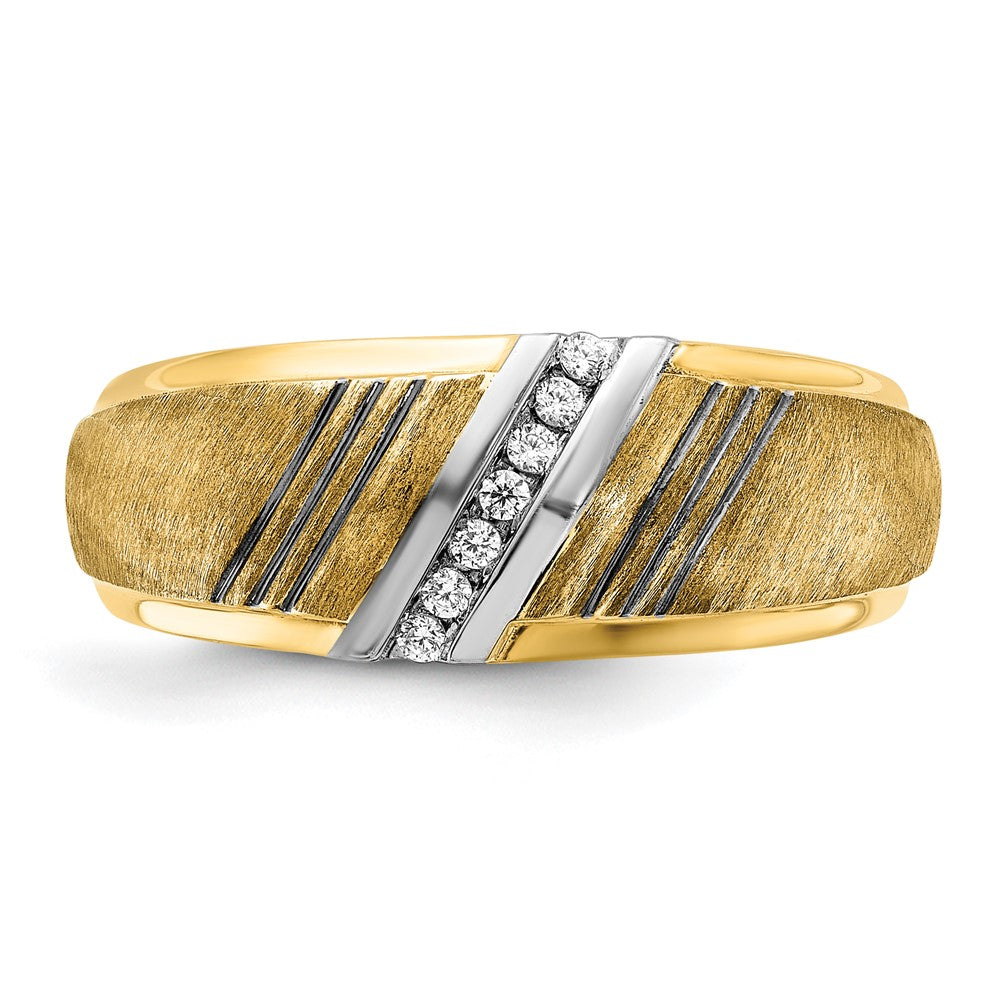 14k IBGoodman Men's Polished Grooved and Satin Ring Mounting