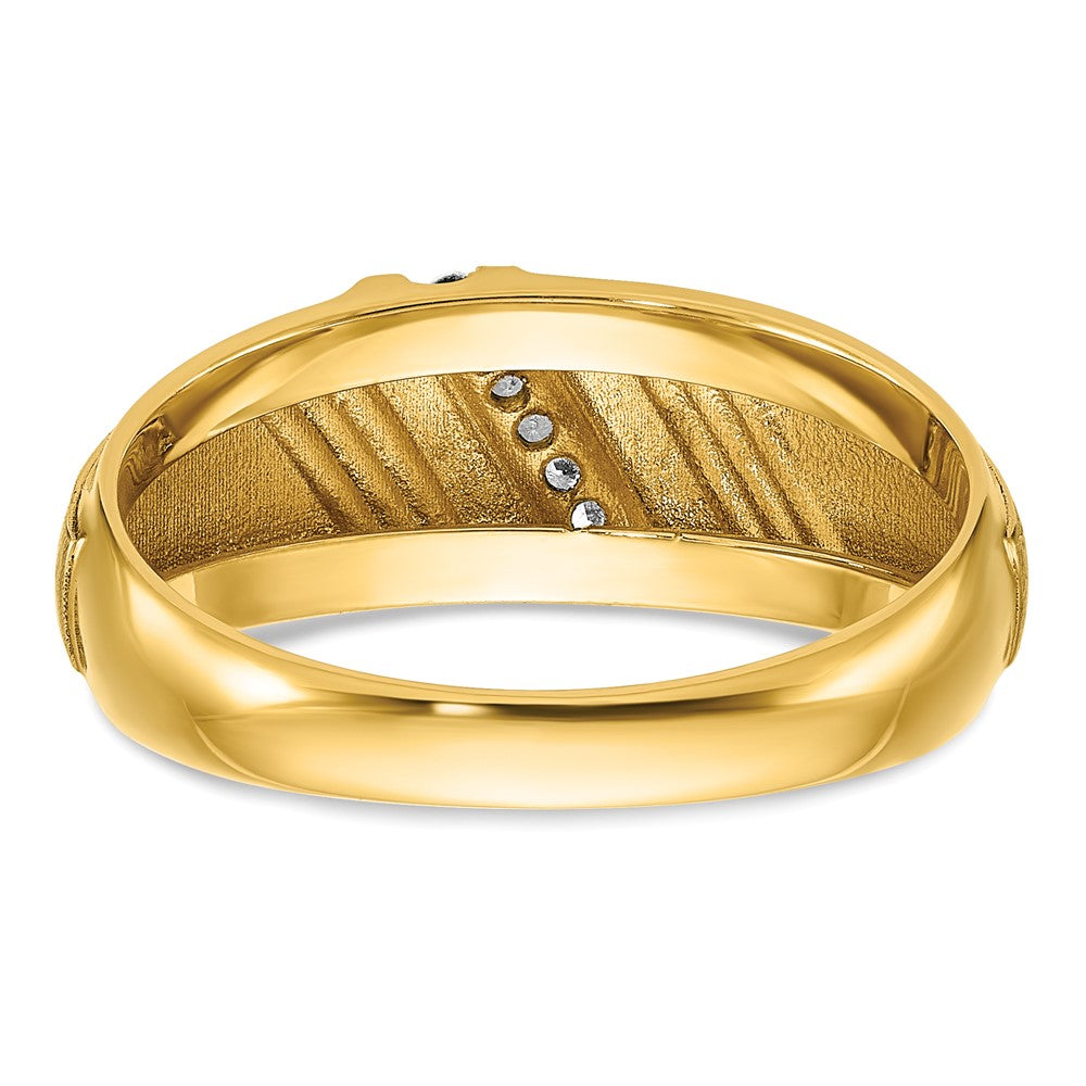14k IBGoodman Men's Polished Grooved and Satin Ring Mounting
