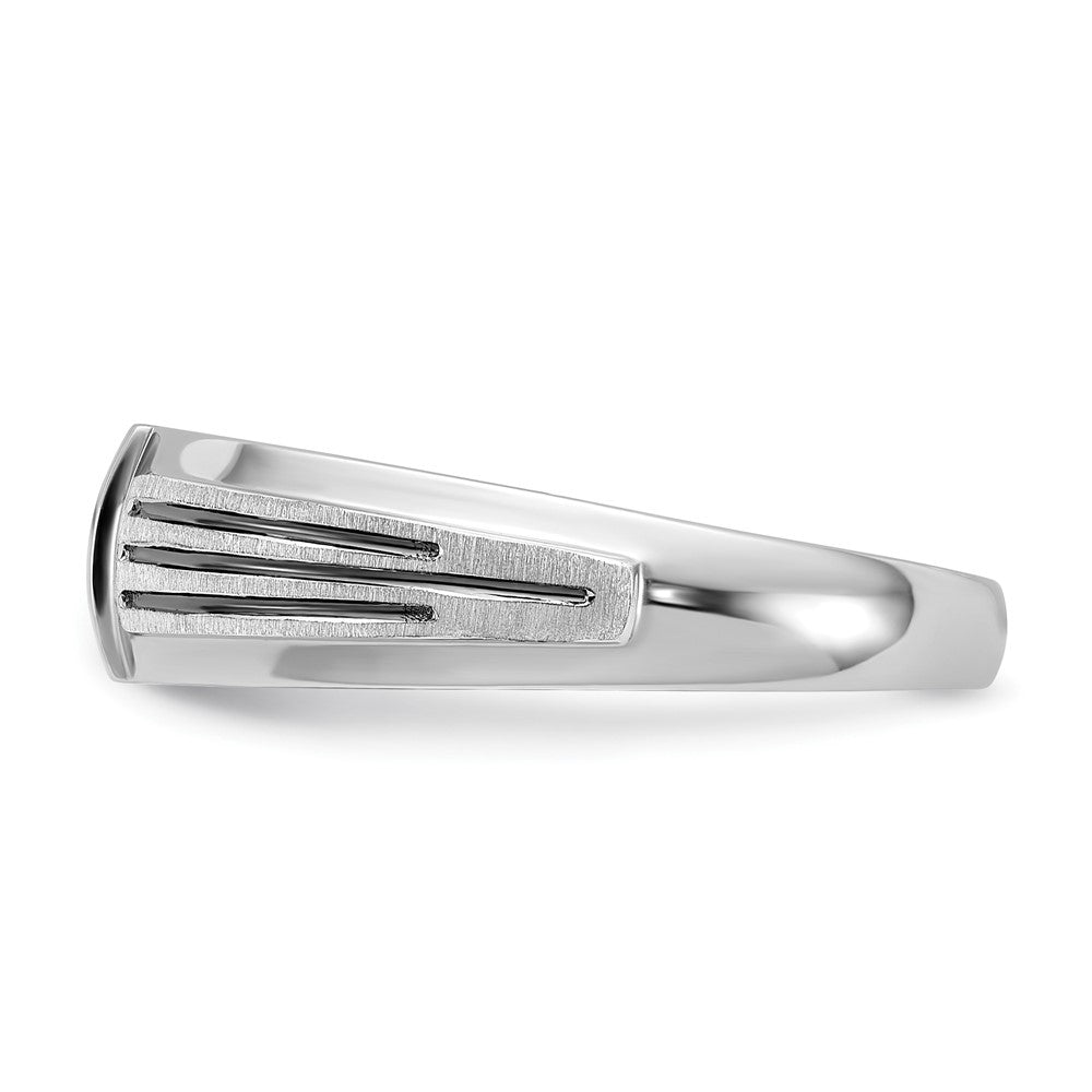14k White Gold Polished/Satin/Grooved 5 Stone Men's Ring Mounting