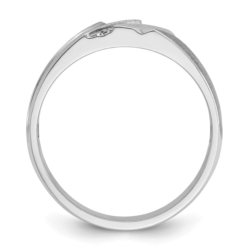 14kw IBGoodman Men's Polished Satin & Grooved 5-Stone Diamond Ring