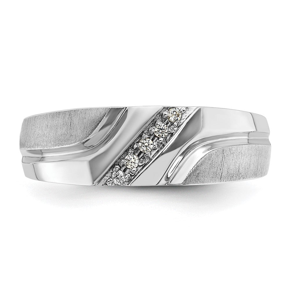 14kw IBGoodman Men's Polished Satin & Grooved 5-Stone Diamond Ring