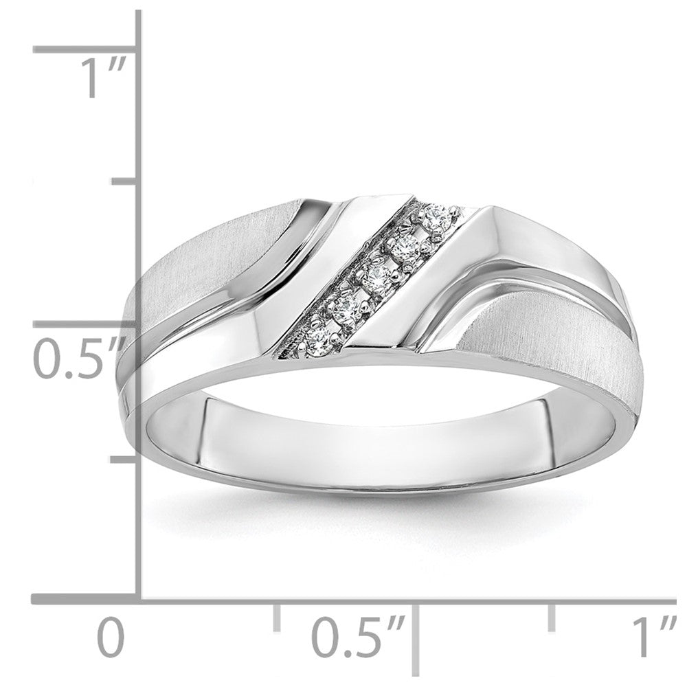 14kw IBGoodman Men's Polished Satin & Grooved 5-Stone Diamond Ring