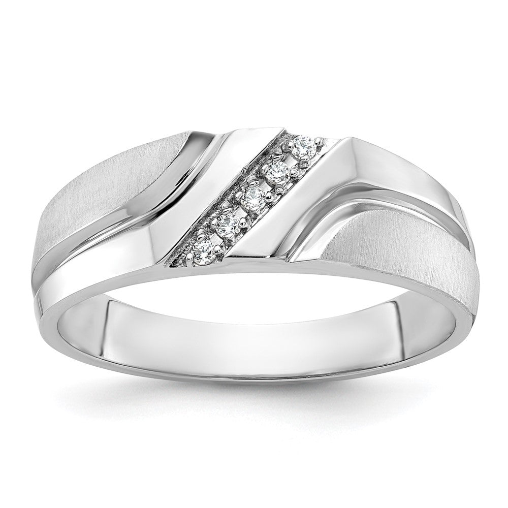 14kw IBGoodman Men's Polished Satin & Grooved 5-Stone Ring Mounting
