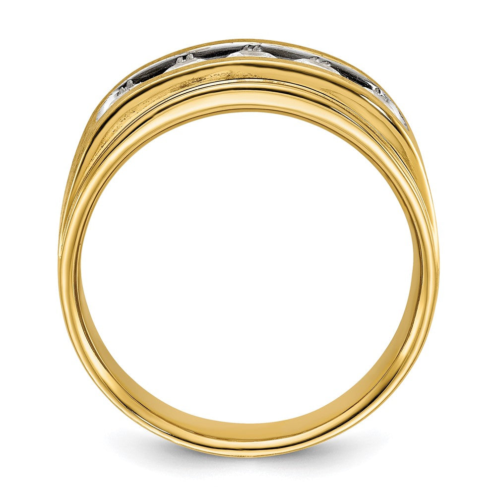14k IBGoodman Men's Polished & Brushed 5-Stone 1ct. Diamond Ring
