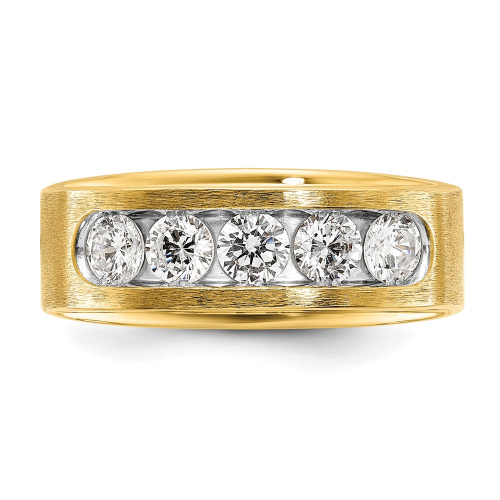 14k IBGoodman Men's Polished & Brushed 5-Stone 1ct. Diamond Ring