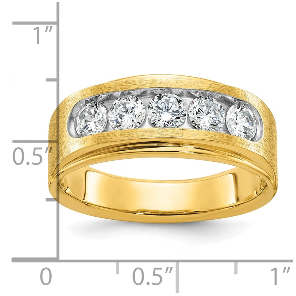 14k IBGoodman Men's Polished & Brushed 5-Stone 1ct. Diamond Ring