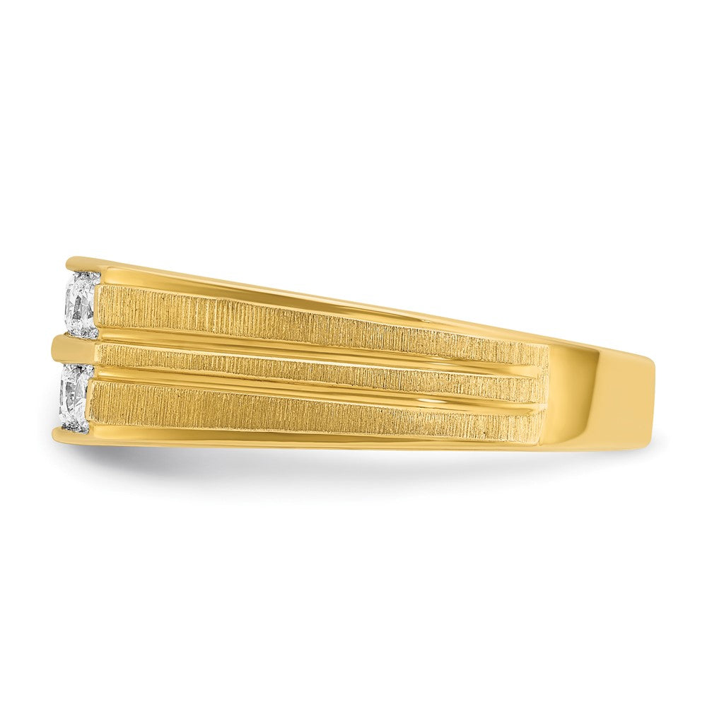 14k IBGoodman Men's Polished Satin & Grooved 2-Row Ring Mounting